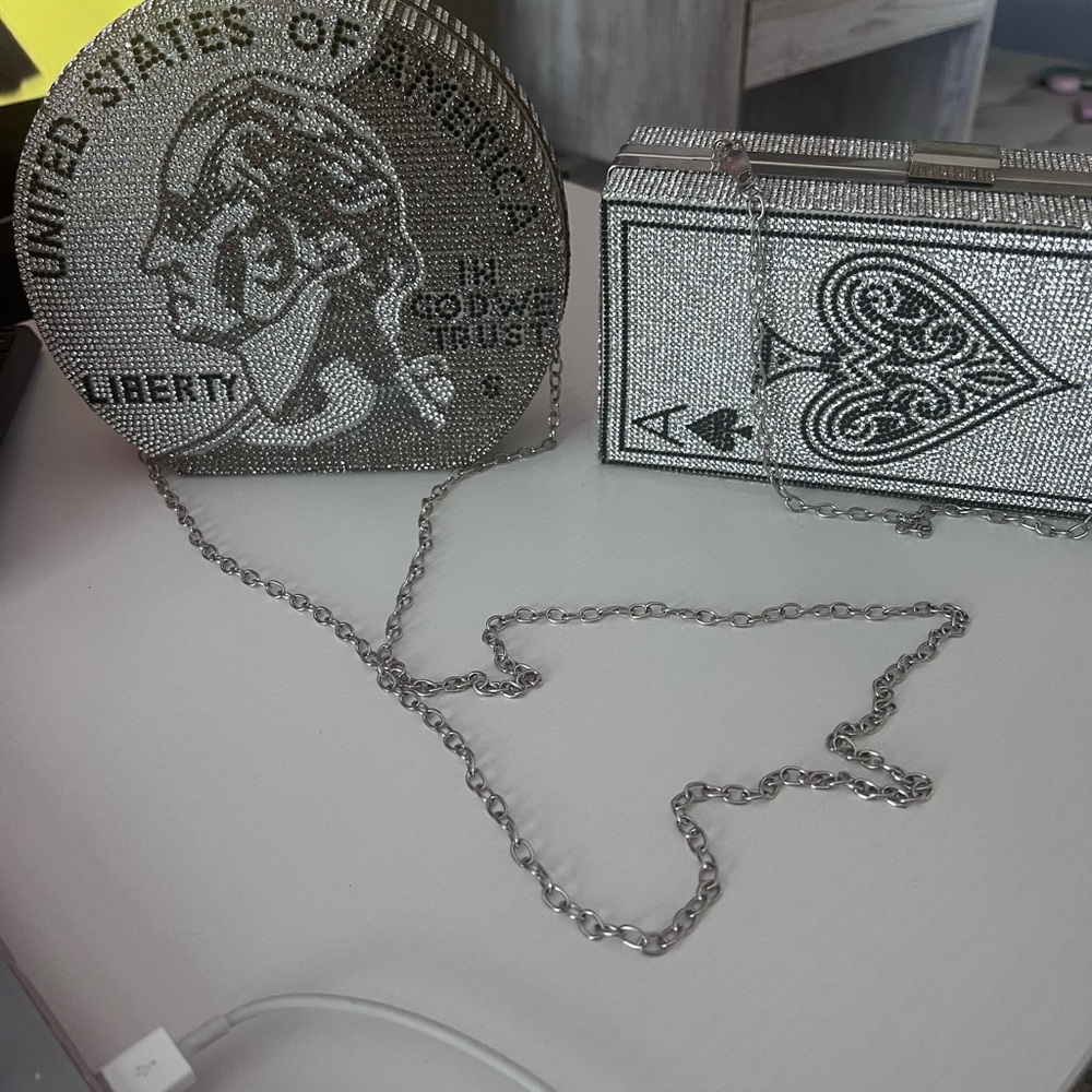 Silver Coin and Card Clutch